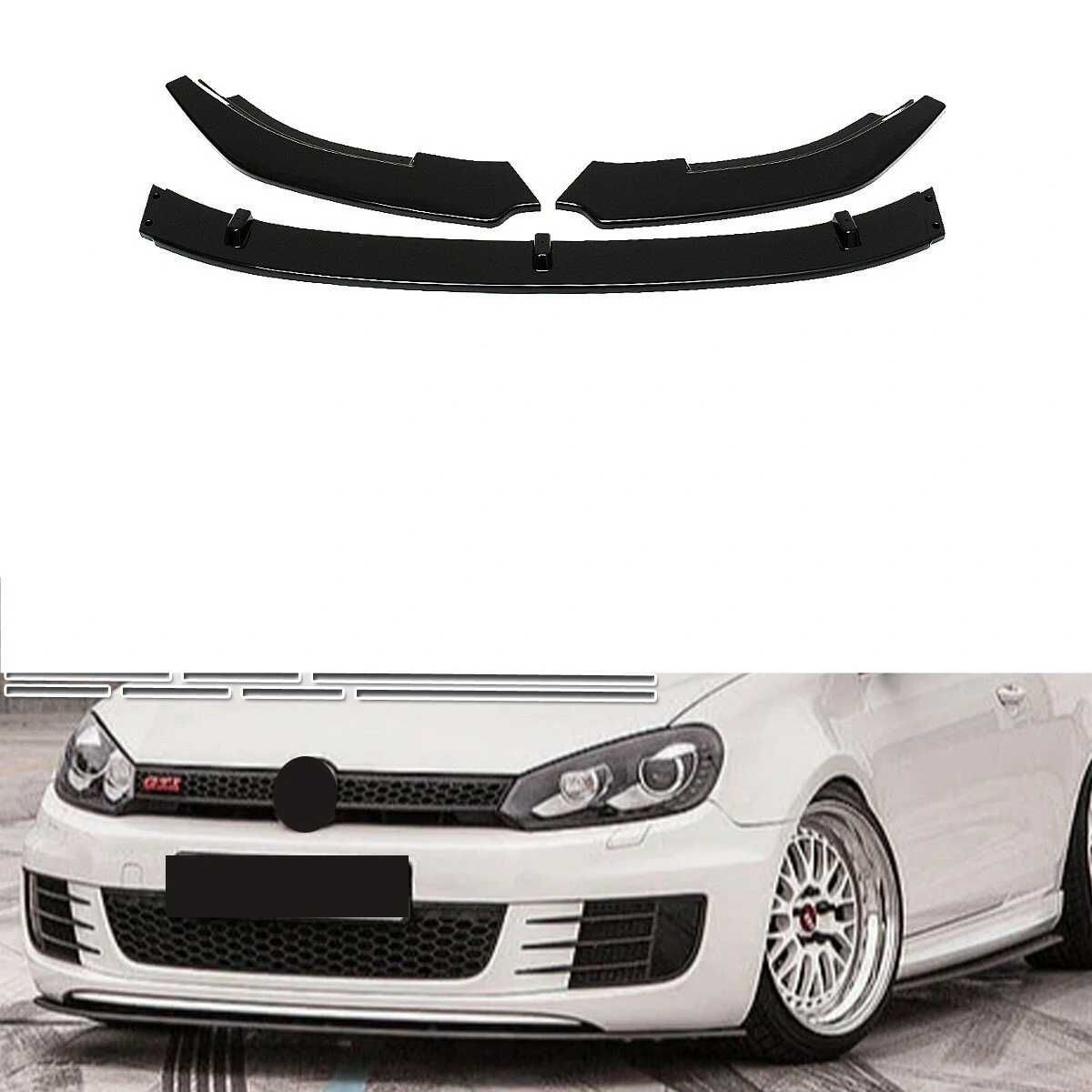 Prelungire Extensie Lip Bara Fata VW Golf 6 MK6 GTD GTI, Negru Lucios