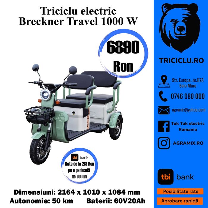 Triciclu electric nou Breckner Travel Agramix