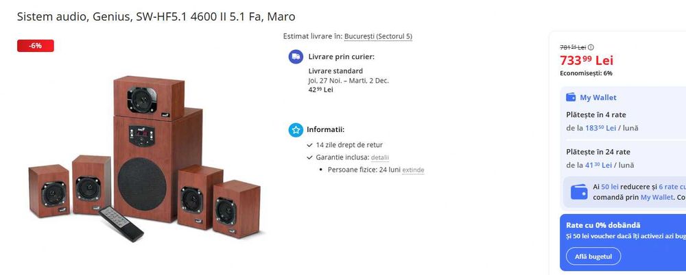 Boxe GENIUS SW-HF 5.1 4600 - Ajutor la Setare Prin OLX