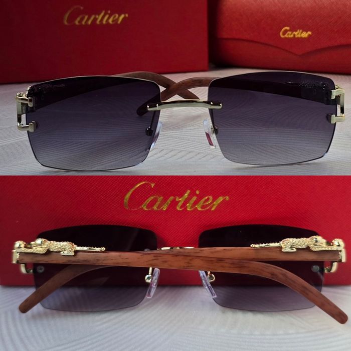 Мъжки слънчеви очила дървени дръжки с пантера 5 цвята