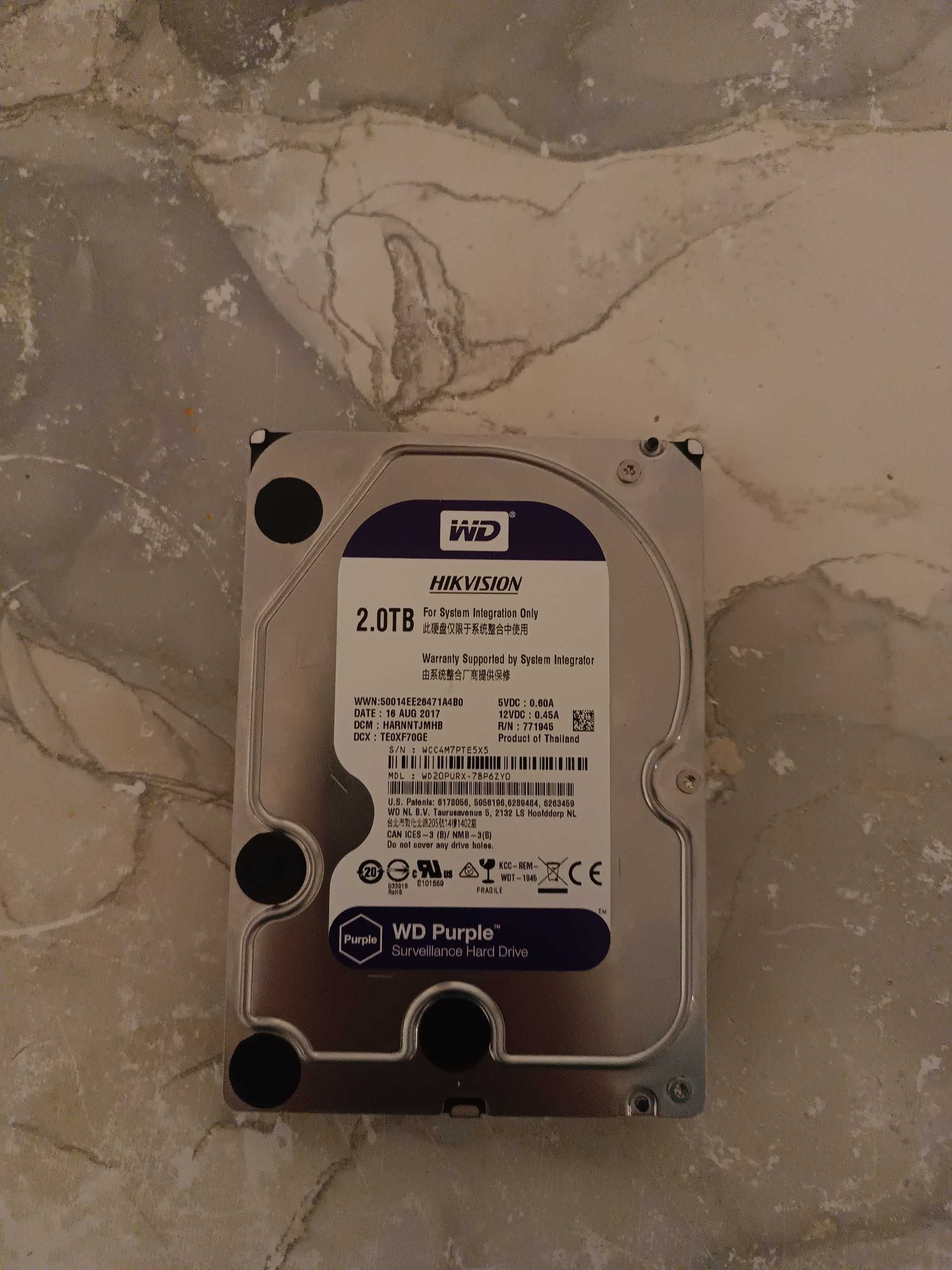 Продам жёсткий диск на 2 тб WD HIKVISION purple