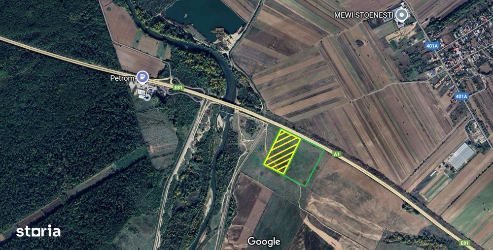 Teren cu deschidere de 97.66ml la Autostrada A1 | 14.103mp