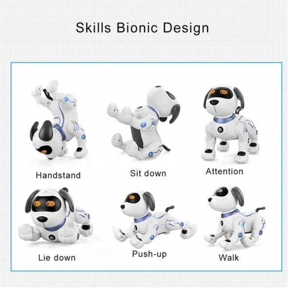 Куче робот, Дистанционно управление, Интерактивно, Бял / Син