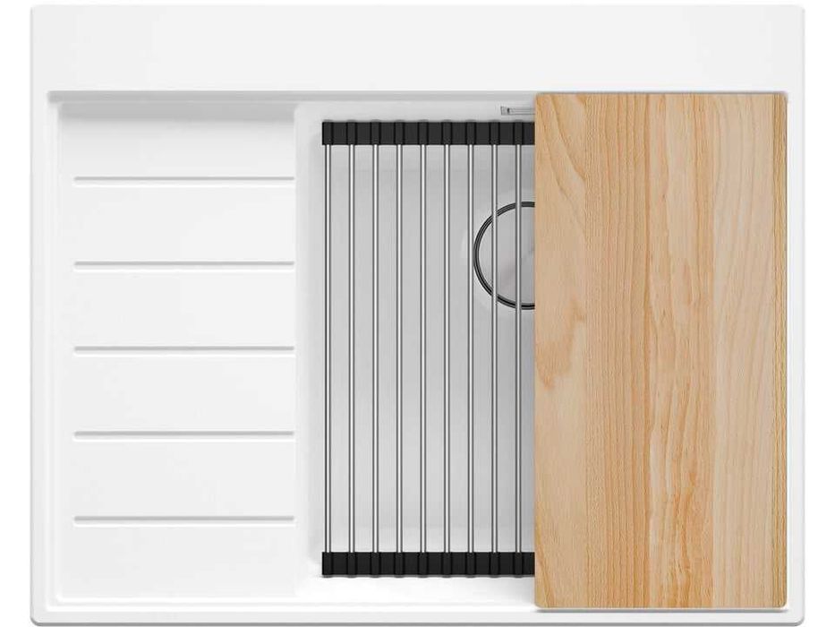 Бяла гранитна кухненска мивка Сидни 620-45 Ergo Multilevel 620х500