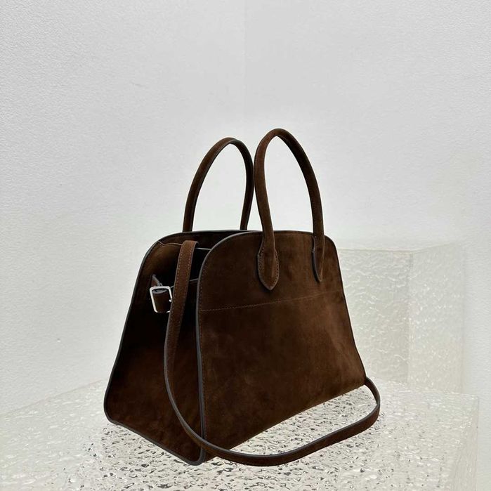 Geanta The Row Margaux 12, suede, 32cm, tip Premium