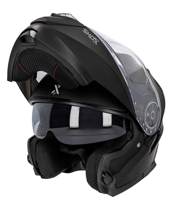 Casca moto modulara filp up NOUA  Shox Destination  22.06 – Negru Mat