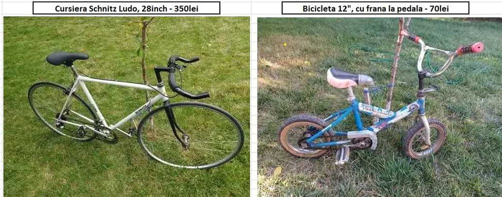 Bicicleta copii 12" si Cursiera 28"