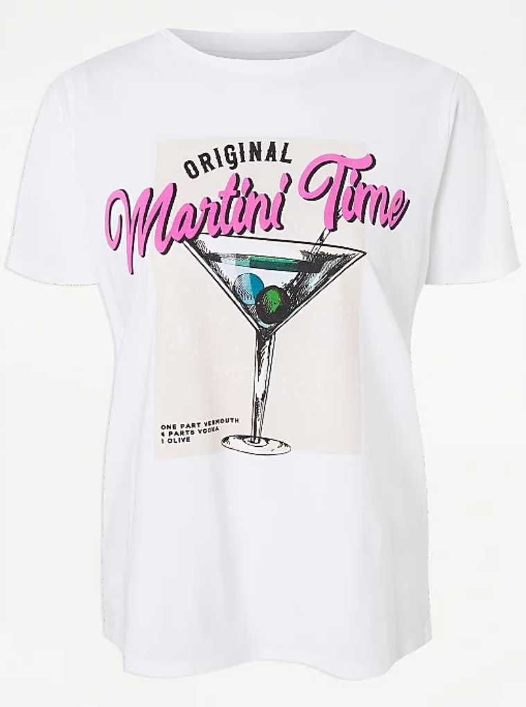 Tricou bumbac cu imprimeu Martini Time femeie marimea UK 12/M