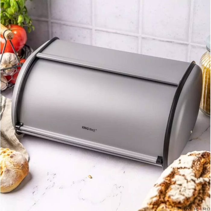 Cutie pentru paine, din otel, gri, 15 x 24 x 36 cm, Kinghoff
