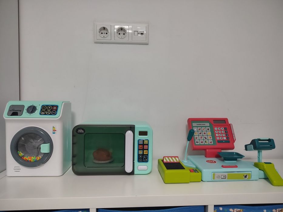Детски играчки касов апарат, пералня, микровълнова.