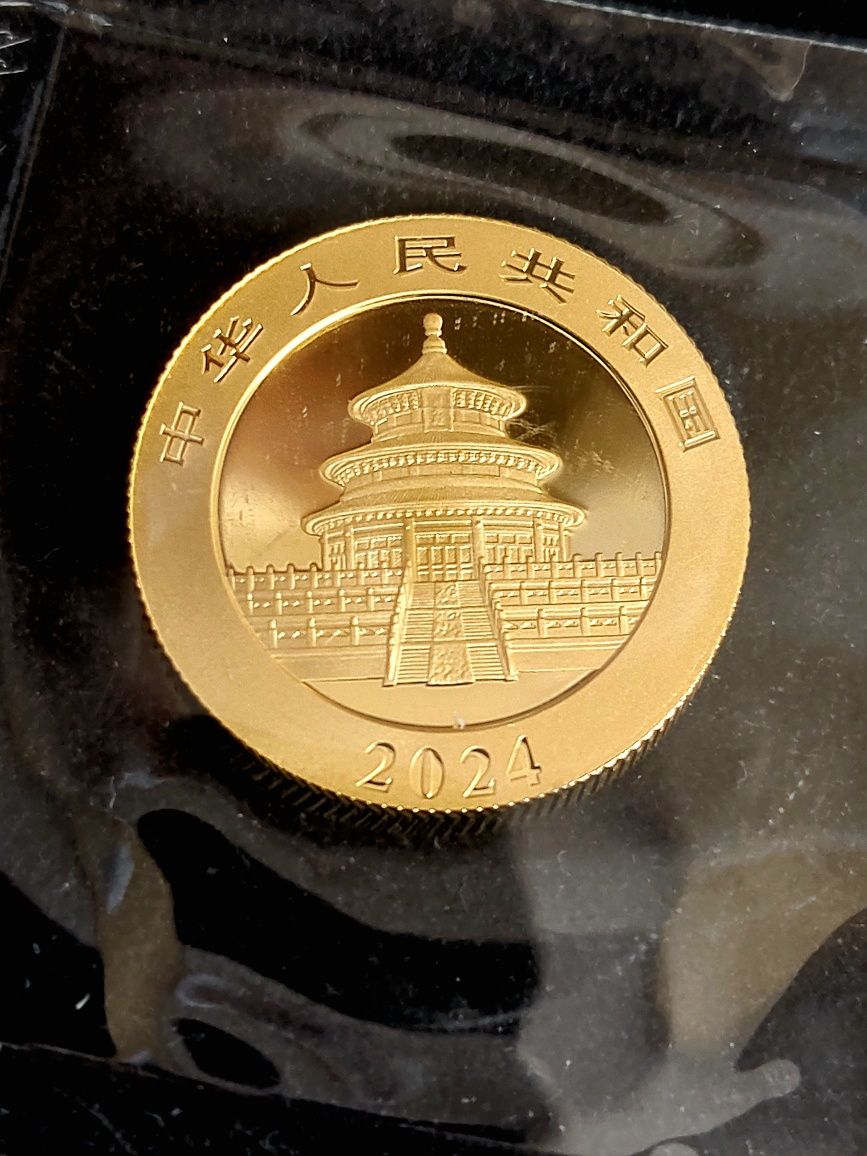 Monedă de aur 24 kt. Panda, China 100 yuan 2024