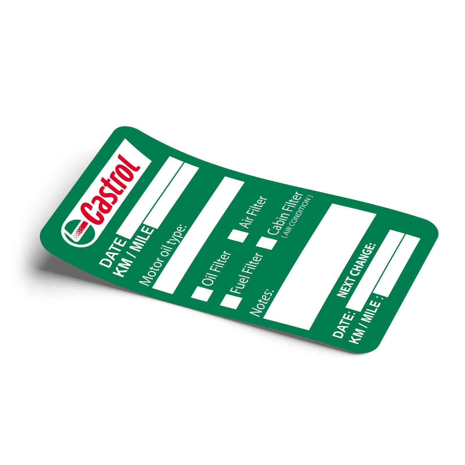 10 x Etichete Castrol Autocolante Schimb Ulei Revizie Auto Sticker