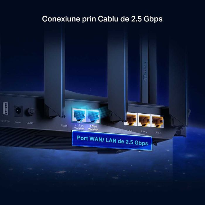 Router wireless TPlink WI-FI 6 AX90, AX6600,6.6 GBps Wireless si 2.5 G