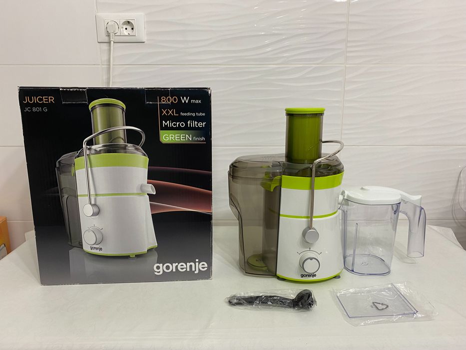 Storcator de fructe si legume Gorenje JC801G, Alb/Verde/Inox (NOU)