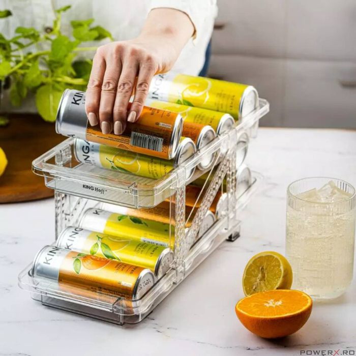 Organizator doze, reglabil, cu 2 niveluri, transparent, Kinghoff