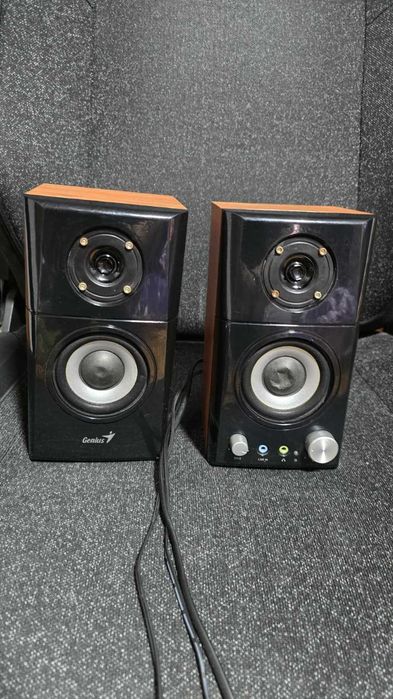 Vând Boxe PC Genius, sunet clar, finisaj lemn