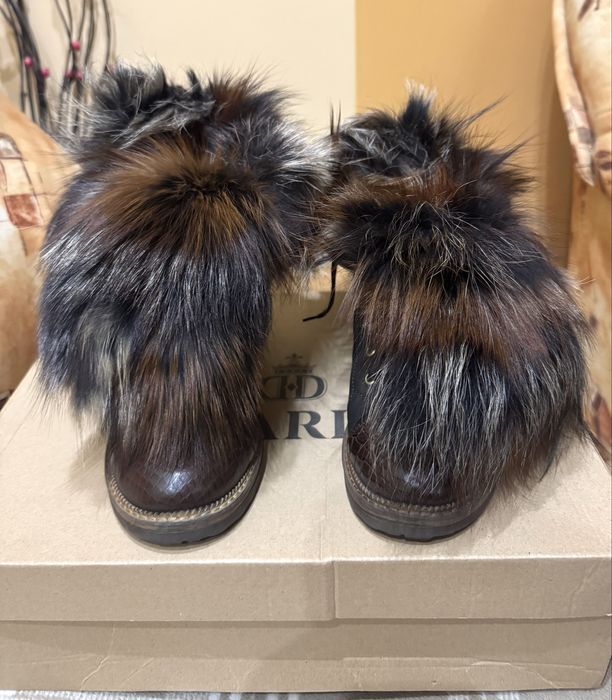 Дамски боти Daris от естествена  кожа и пух