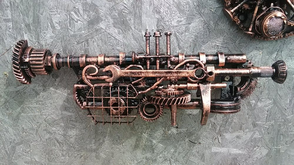 Trompeta sculptura din fier reciclat.Obiect decorativ Steampunk