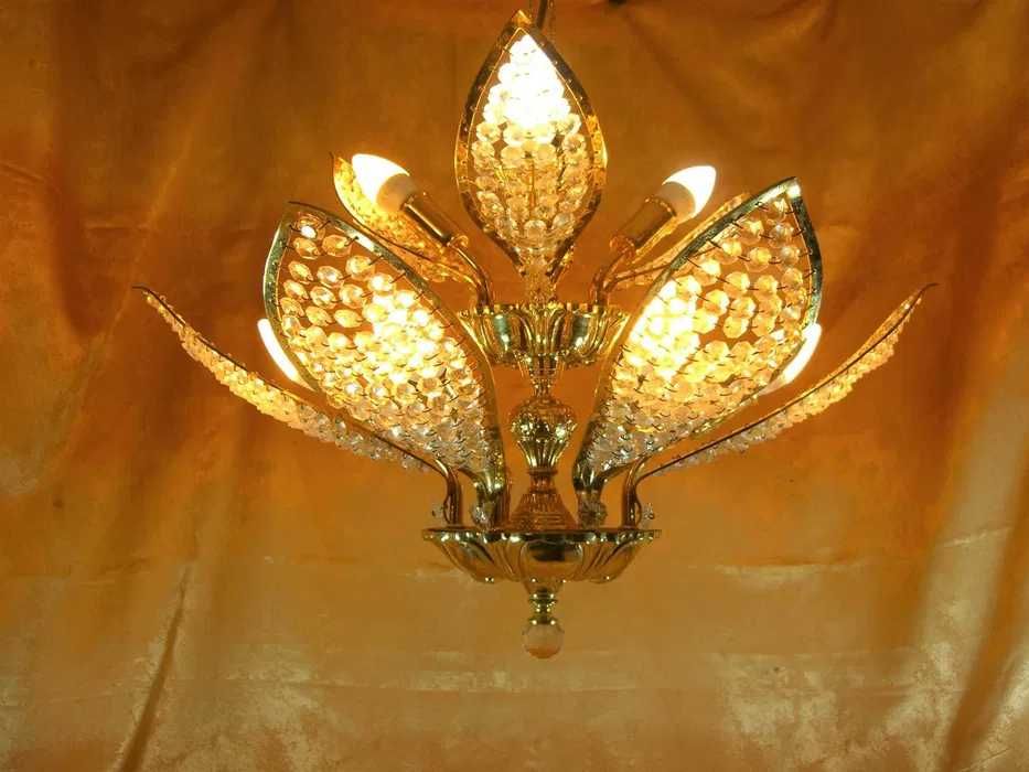 Lustra, candelabru Art Deco, Mid century Modern cristale unica vintage