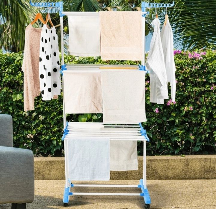 Uscator pentru rufe pliabil cu 3 nivele și 2 suporți pentru umerase