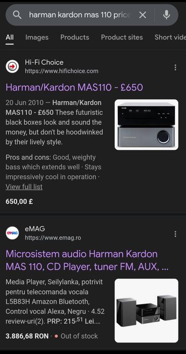 Harman Kardon MAS 110, CD,Tuner,USB,cu boxe Boston A23,plase magnetice