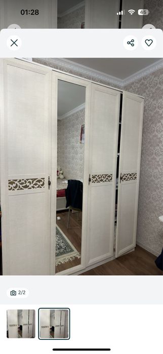 Шкаф для одежды, 4-дверный с зеркалом