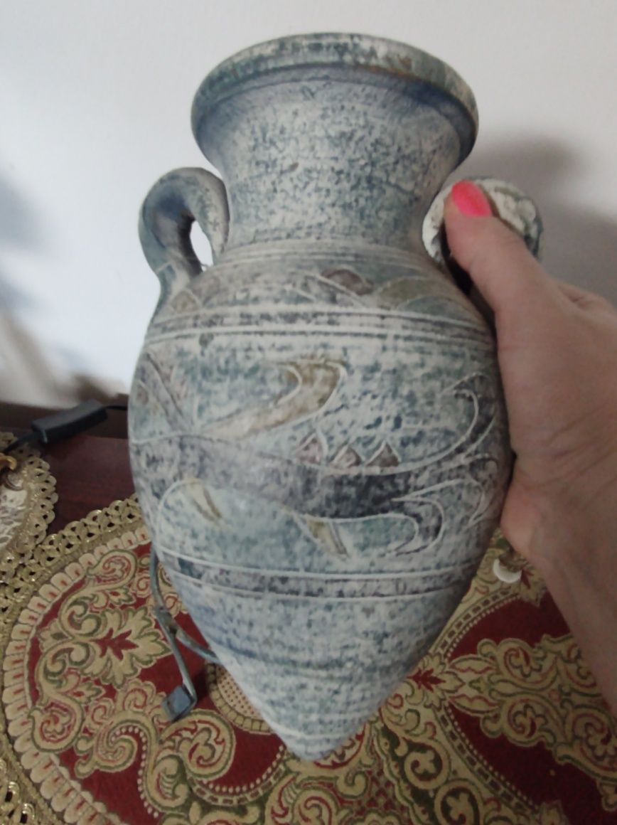 AMFORA CANARI ISLAND ceramica cu suport original si certificat h 29 cm