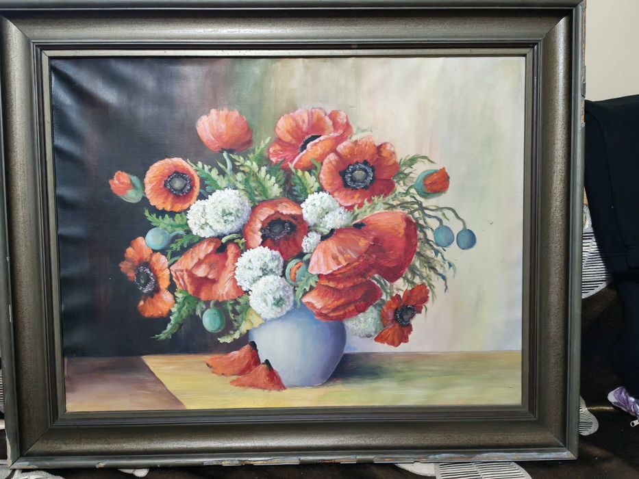 Tablou ulei pe panza - flori, rama masiva