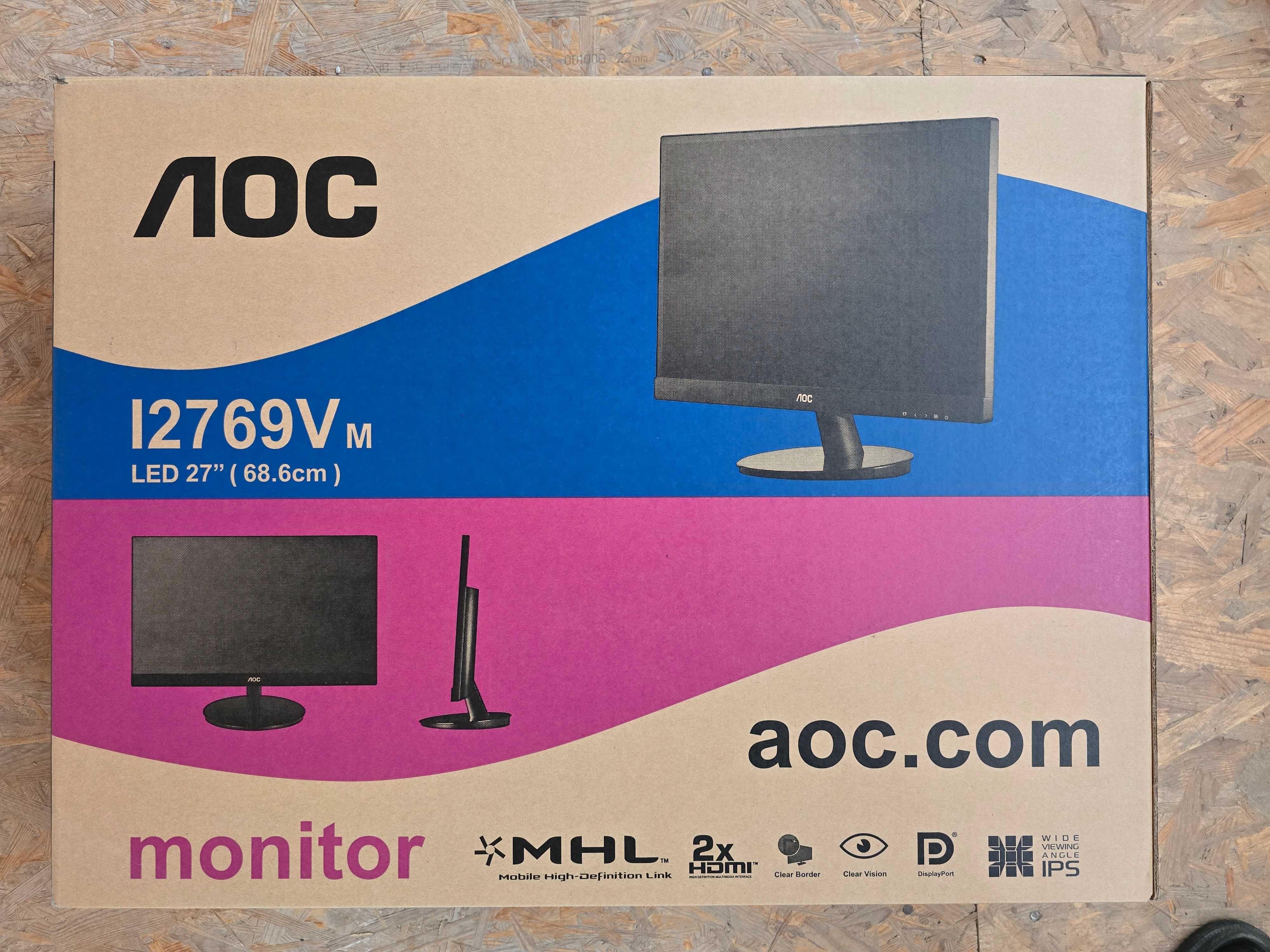 Monitor LED AOC i2769Vm 27" IPS, Wide, FHD, DP+HDMI, MHL, Boxe (2 buc)