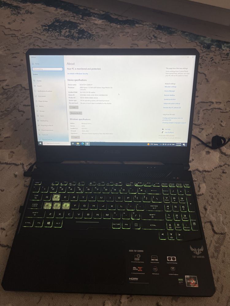 Laptop Gaming ASUS TUF IMPECABIL - Tastatura iluminata - 16 GB RAM-SSD