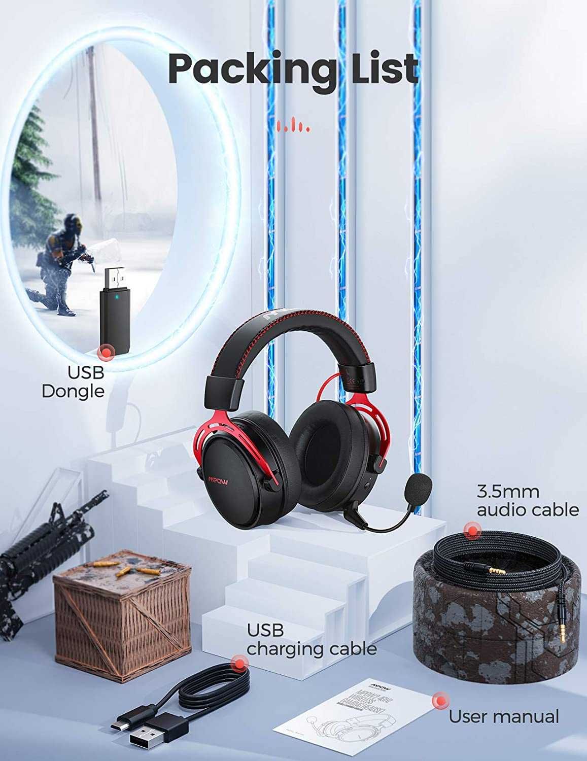 MPOW 2.4GHz Wireless Gaming Headset-безжични геймърски слушалки