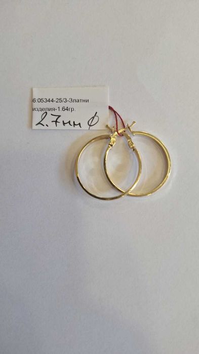 Златни Обеци 1.64гр 05344-25/3