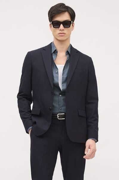 Sacou blazer 40 L slim Massimo Dutti NOU lana Finest Italian albastru