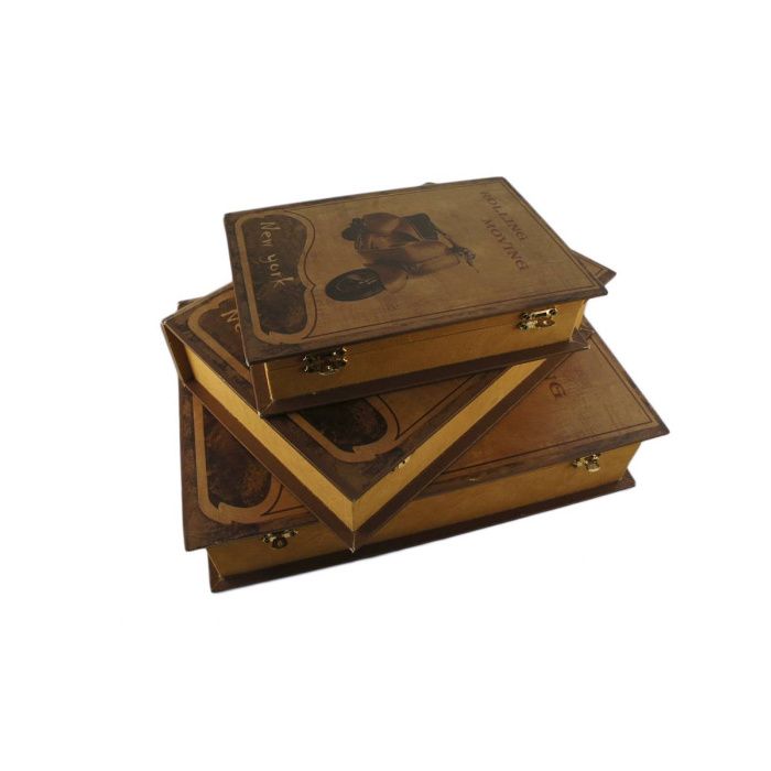Set 3 carti tip Caseta pentru depozitare din lemn