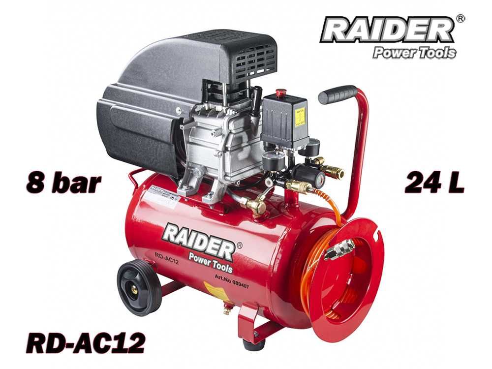 Компресор маслен, 24L, 1.5kW, 8 bar, 110 л/мин., RAIDER RD-AC12
