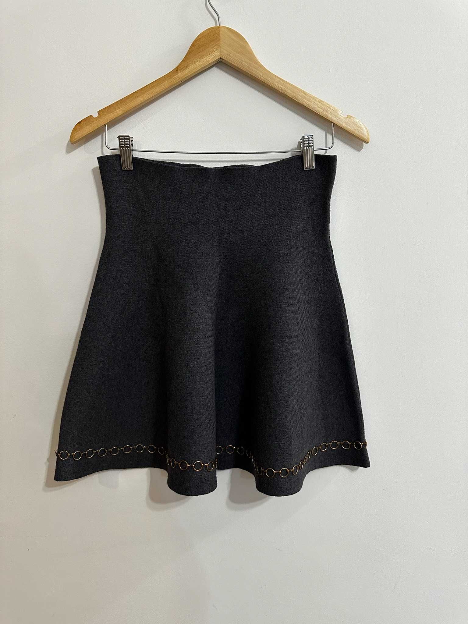 Юбка Zara knit теплая, серая, с цепочкой / размер 46 (M)