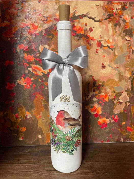 LED Декоративно Шише – Декупаж, Ръчна Изработка, Нощна Лампа