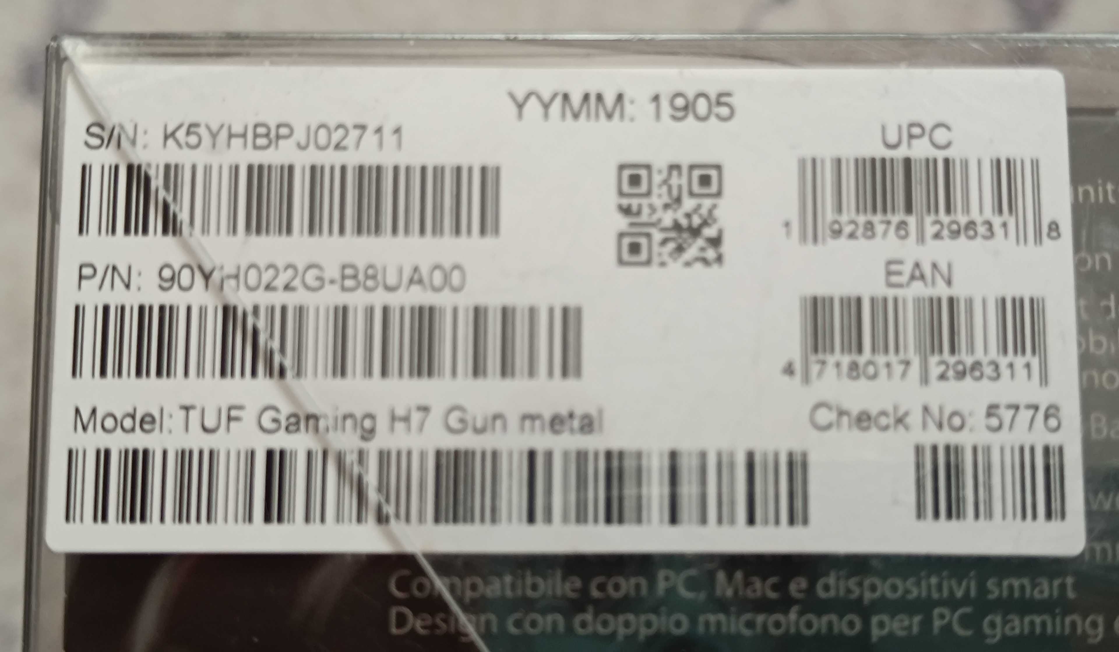 Casti Gaming ASUS TUF Gaming H7 7.1 Gun Metal, noi, garantie 21.01.27