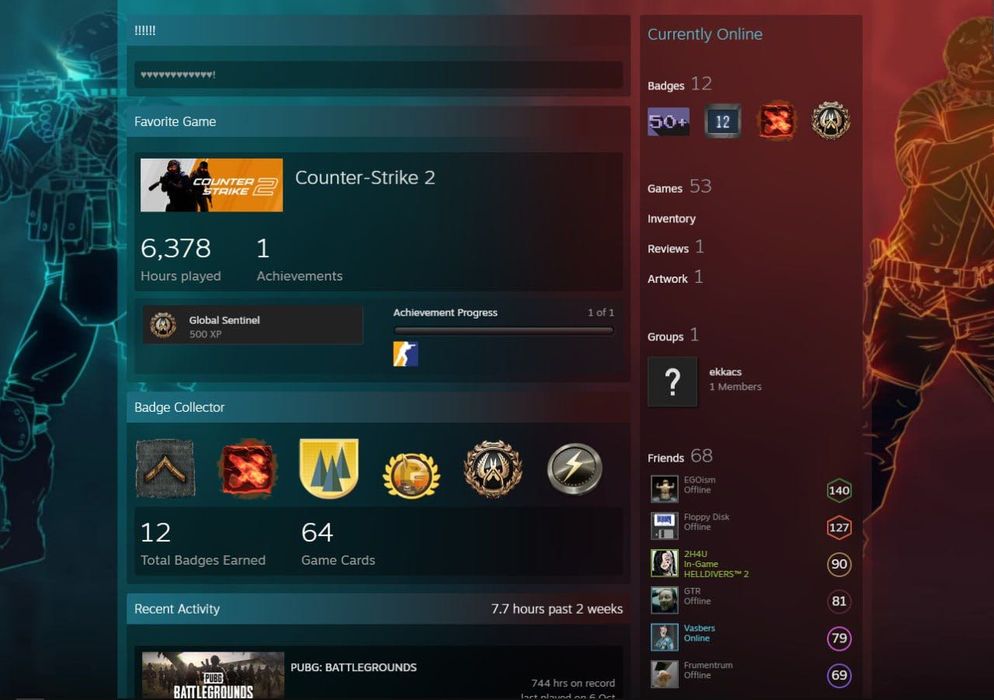 Персональный Steam-аккаунт с CS2 Prime, Rust, GTA 5 и Phasmophobia