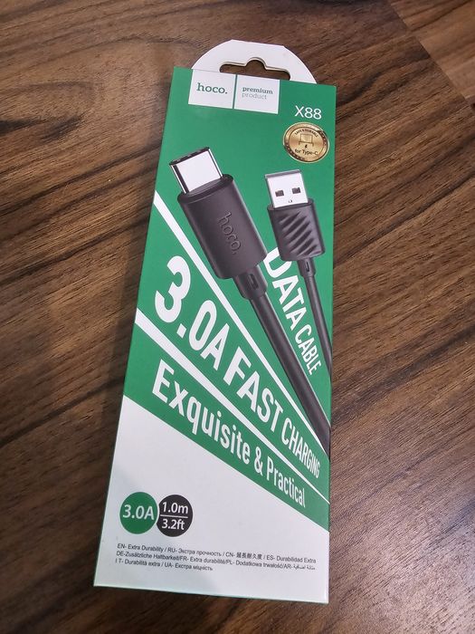 Cablu Fast charge 3.0A, marca Hoco, X88, mufa usb la tipe C, nou.