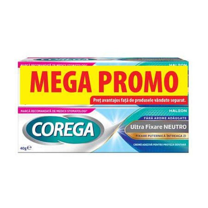adeziv pentru proteza dentara, Neutro Corega, 2 x 40 g, Haleon