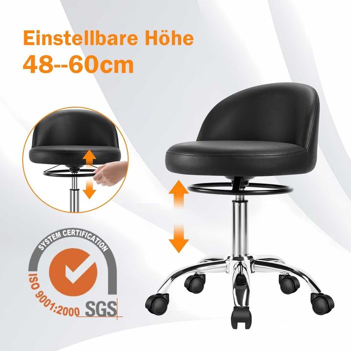 Scaun rotativ,cu roți,rotativ,din piele PU, potrivit pt.birou,salon..