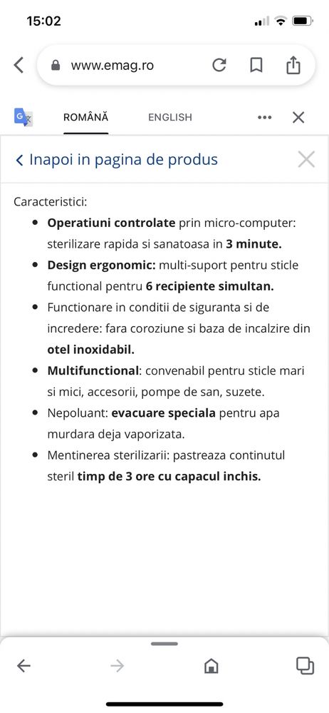 Sterilizator WeeWell inox + 6 biberoane GRATIS