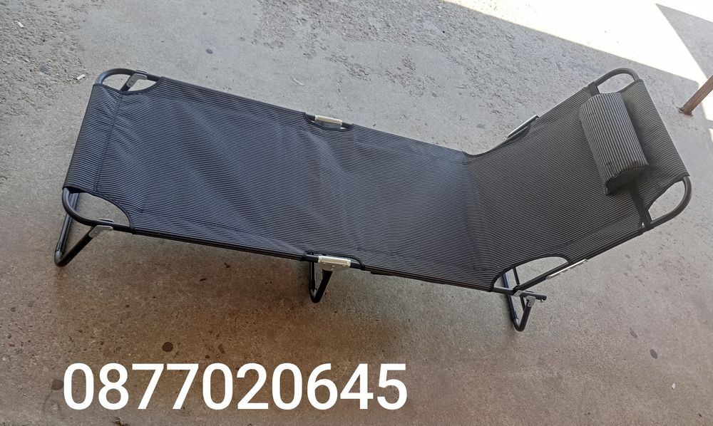 Сгъваем шезлонг,  сив, 172.5x55.5 см, с регулируема облега