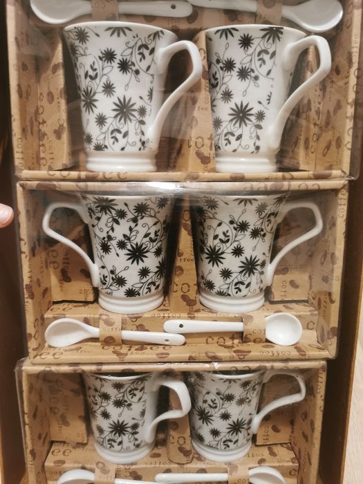 Set 6 căni ceramică cu linguriță NOU