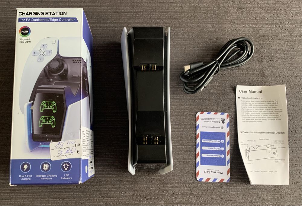 Зарядна станция за джойстици за Playstation 5, PS5, Плейстейшън 5