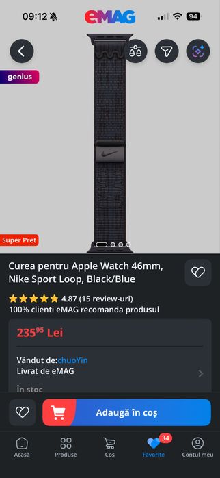 Curea pentru apple watch 46mm nike sport!!