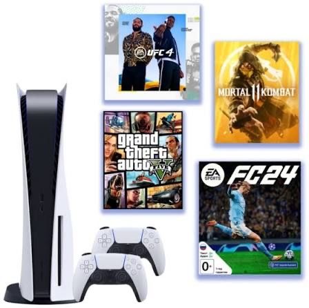 Новый Sony PlayStation 5 2 Джойстика FC24 MK11 GTAV