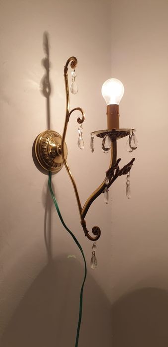 Accesoriu decorațiune aplica perete alama cristal Franța 1930