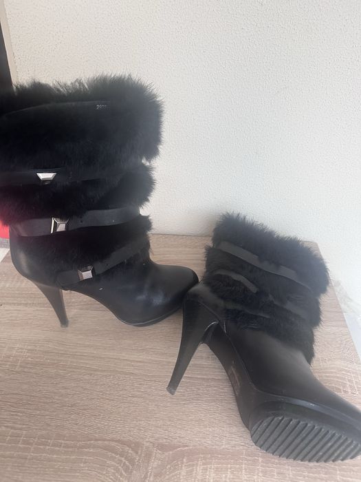 Cizme damă nr. 37-38 – piele naturală, cu blăniță